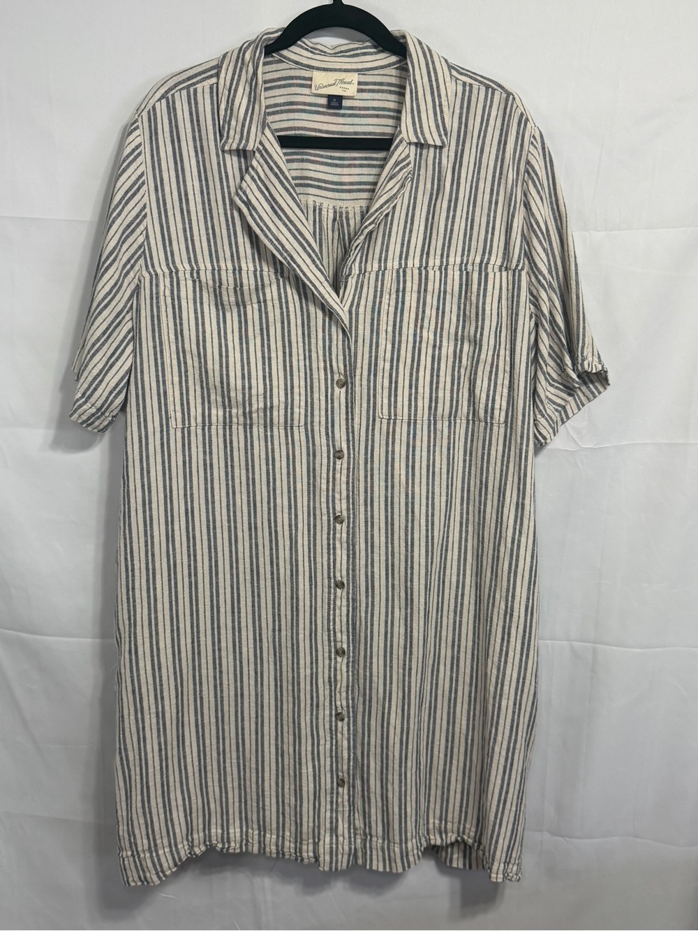 Universal Thread Shirt Dress Linen Blend XL Midi Lagenlook Coastal Oversized